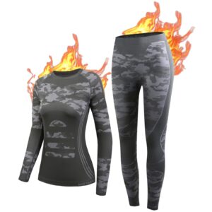 nooyme thermal underwear for women base layer women cold weather,long johns for women black-camouflage