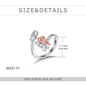 AXELUNA 925 Sterling Silver Sisters Ring Adjustable My Sister My Friend Jewelry Gifts for Women Sisters Gifts from Sister Heart Friendship Rings