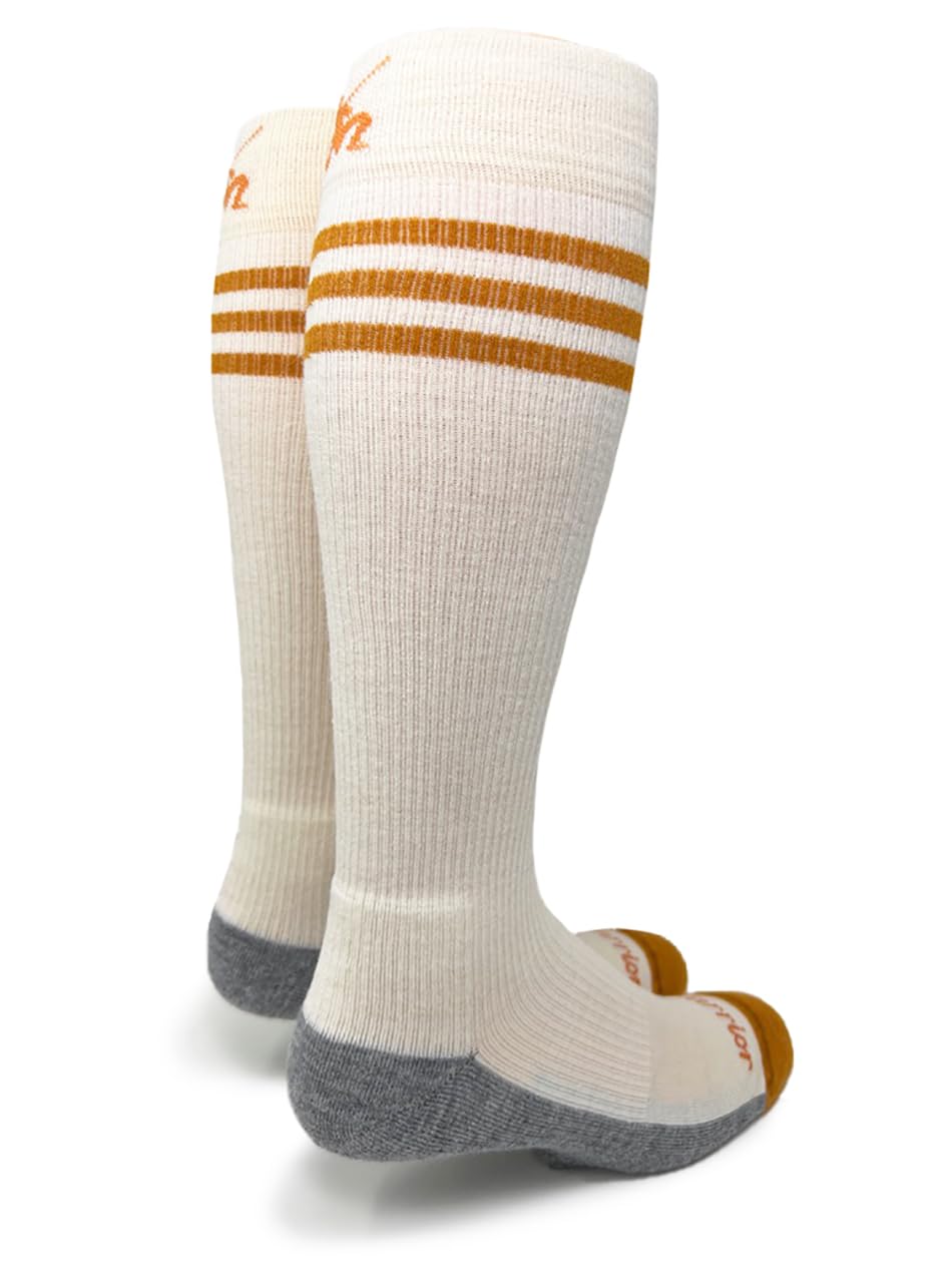 WARRIOR ALPACA SOCKS - High Performance Compression Alpaca Wool Sport Socks For Men And Women (Medium, Athletic/Gold Stripe)