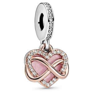 Sparkling Infinity Heart Family Dangle Charm 925 Sterling Silver Pendant,Jewelry Beads Gifts for Women Bracelet&Necklace A0042