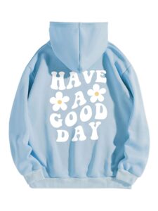 cioatin women’s y2k slogan letter graphic oversized aesthetic hoodie drop shoulder fleece hooded sweatshirt pullover sky blue