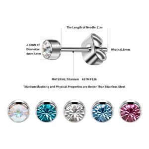 Titanium Women Stud Earrings Hypoallergenic Earring Studs Rhinestone 4mm Sensitive Ears Stud Earrings Birthday Giving