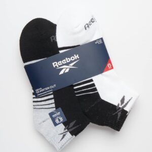 Reebok Men's Quarter Socks - 6 Pack Cushion Quarter Cut Ankle Socks for Men - Breathable Men's Athletic Socks (Size 6-12.5), Size 6-12.5, WhiteBlack