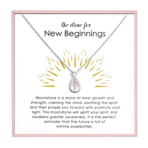 RINHOO FRIENDSHIP Moonstone Necklace for Women Inspirational New Geginnings Gifts for Women Graduation, Retirement, Miscarriage Mothers, Divorce Breakup Gifts for Women