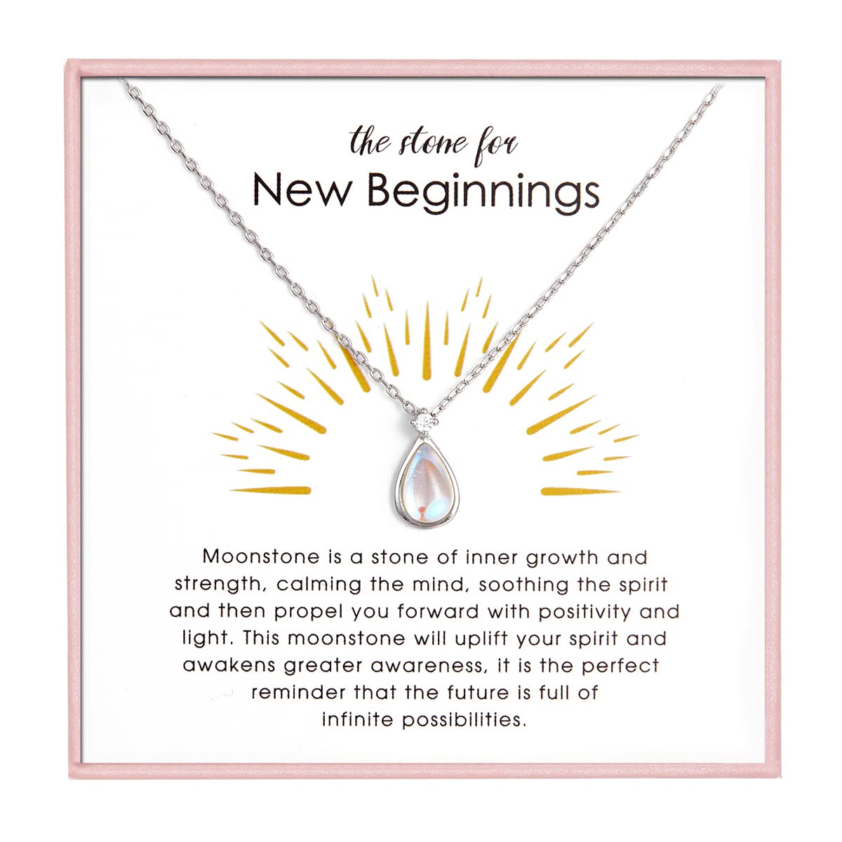 RINHOO FRIENDSHIP Moonstone Necklace for Women Inspirational New Geginnings Gifts for Women Graduation, Retirement, Miscarriage Mothers, Divorce Breakup Gifts for Women