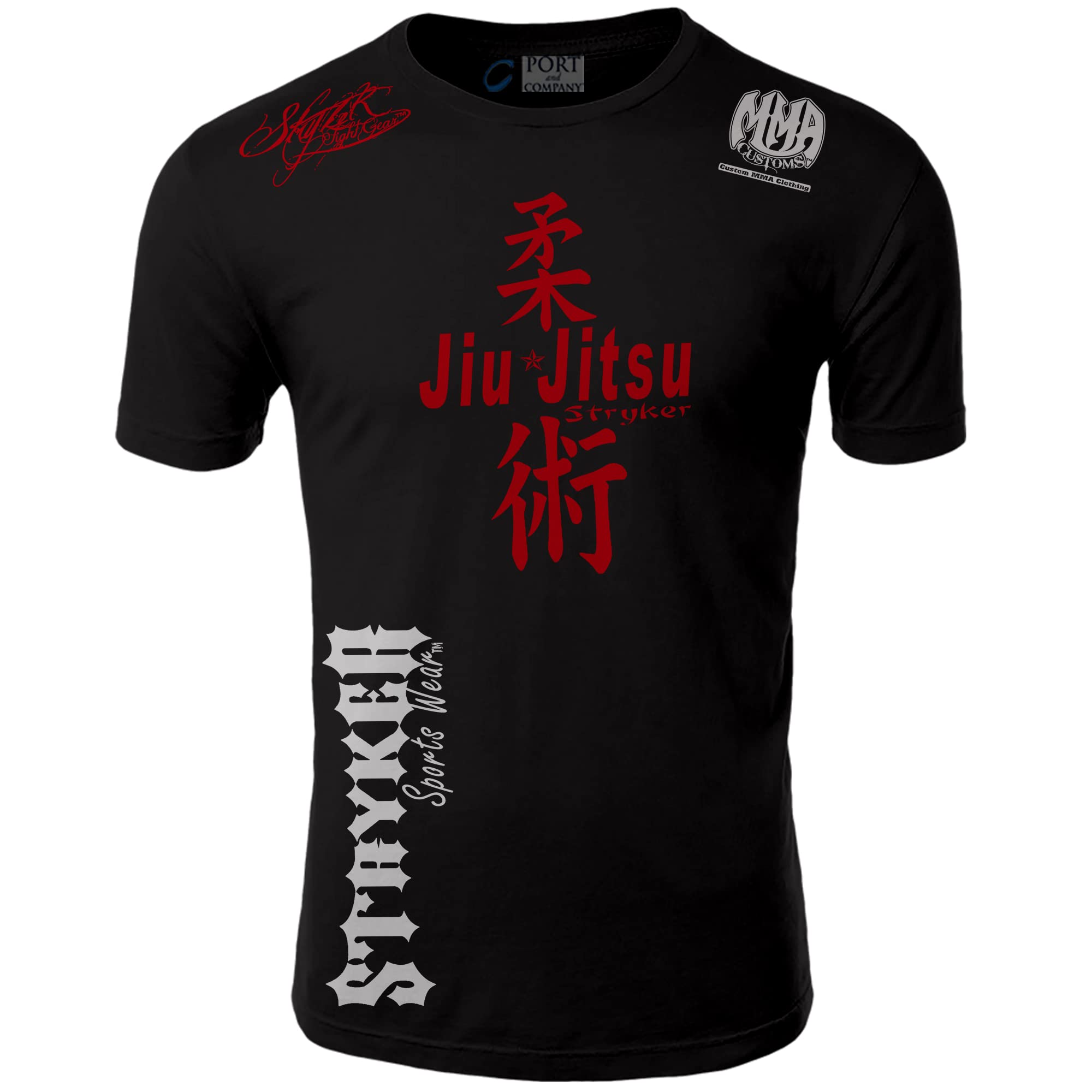 Stryker Fight Gear Jiu Jitsu MMA UFC BJJ nhb Adult Shorts Sleeve T Shirt Top (as1, Alpha, one_Size, Regular, Regular, Black, L)