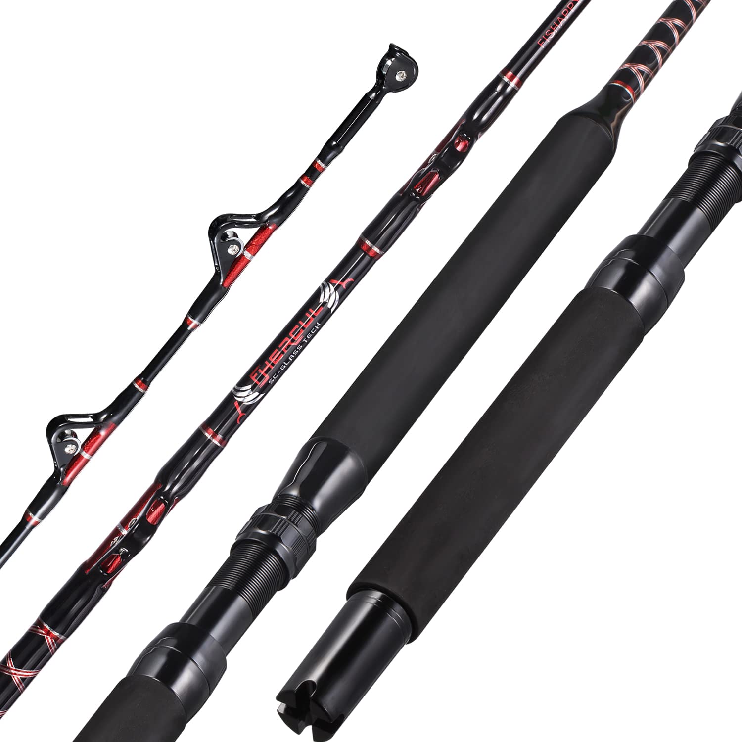 FISHAPPY Straight Butt Trolling Rod Saltwater Offshore Heavy Roller Rod Big Game Conventional Boat Fishing Pole 5'6'' (5'6'' - 80-120lbs - 1 Piece)