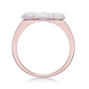 Lavari Jewelers Four Petal Flower Ring for Women - Pink Mother of Pearl & Cubic Zirconia in 925 Sterling Silver - Hypoallergenic Rose Gold Plated - Statement Anniversary Ring Size 6