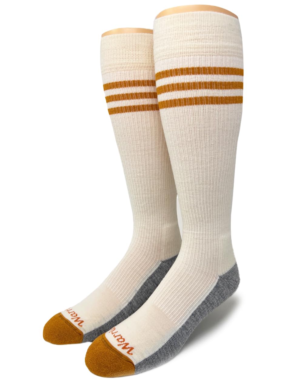 WARRIOR ALPACA SOCKS - High Performance Compression Alpaca Wool Sport Socks For Men And Women (Medium, Athletic/Gold Stripe)