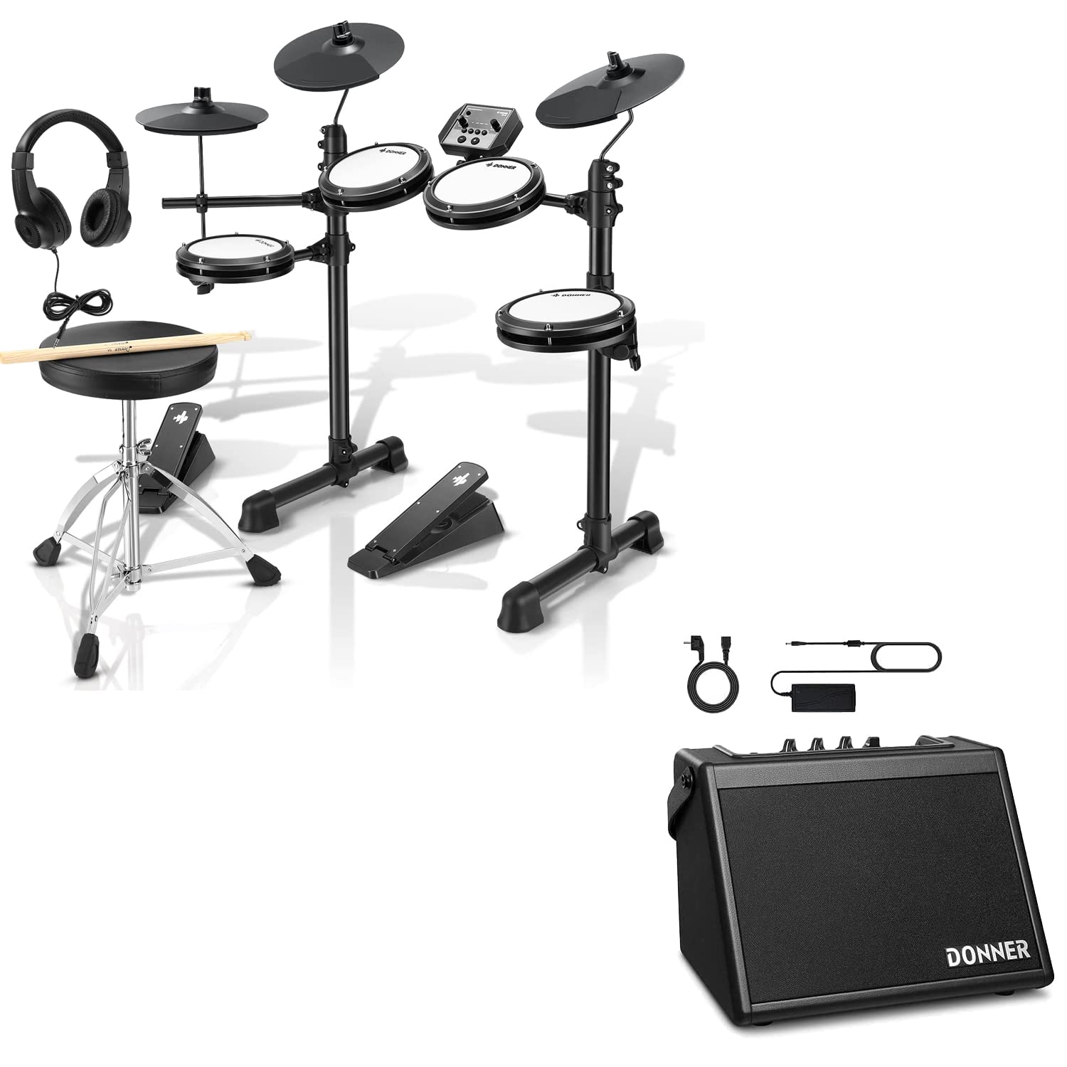 Donner DED-80 Electronic Drum Set and Mini Electric Drum Amp 20W