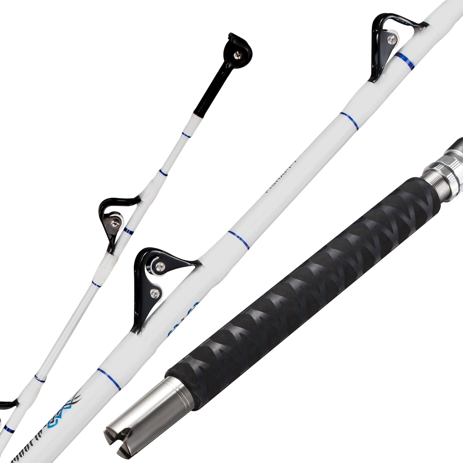 FISHAPPY Saltwater Offshore Straight Butt Heavy Trolling Fishing Rod Big Game Conventional Boat Fishing Rod with Roller Guides 6' (6' - 80-120lbs - 1Piece)