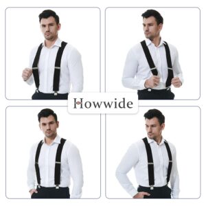 Howwide Suspenders for Men Heavy Duty Clips X-Back Ski Suspenders Snow Pants Elastic Adjustable Brace 2 inch