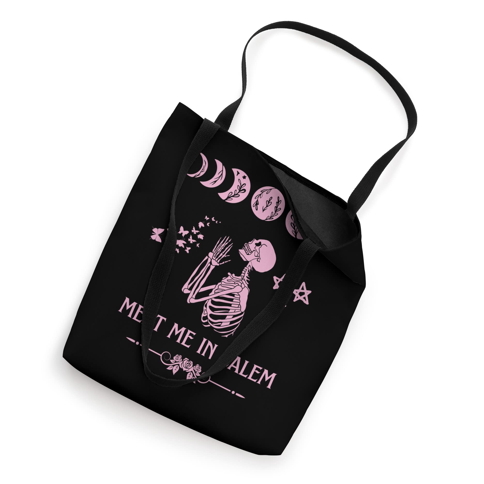 Meet Me In Salem Cute Pink Witchy Witchcraft Halloween Pagan Tote Bag