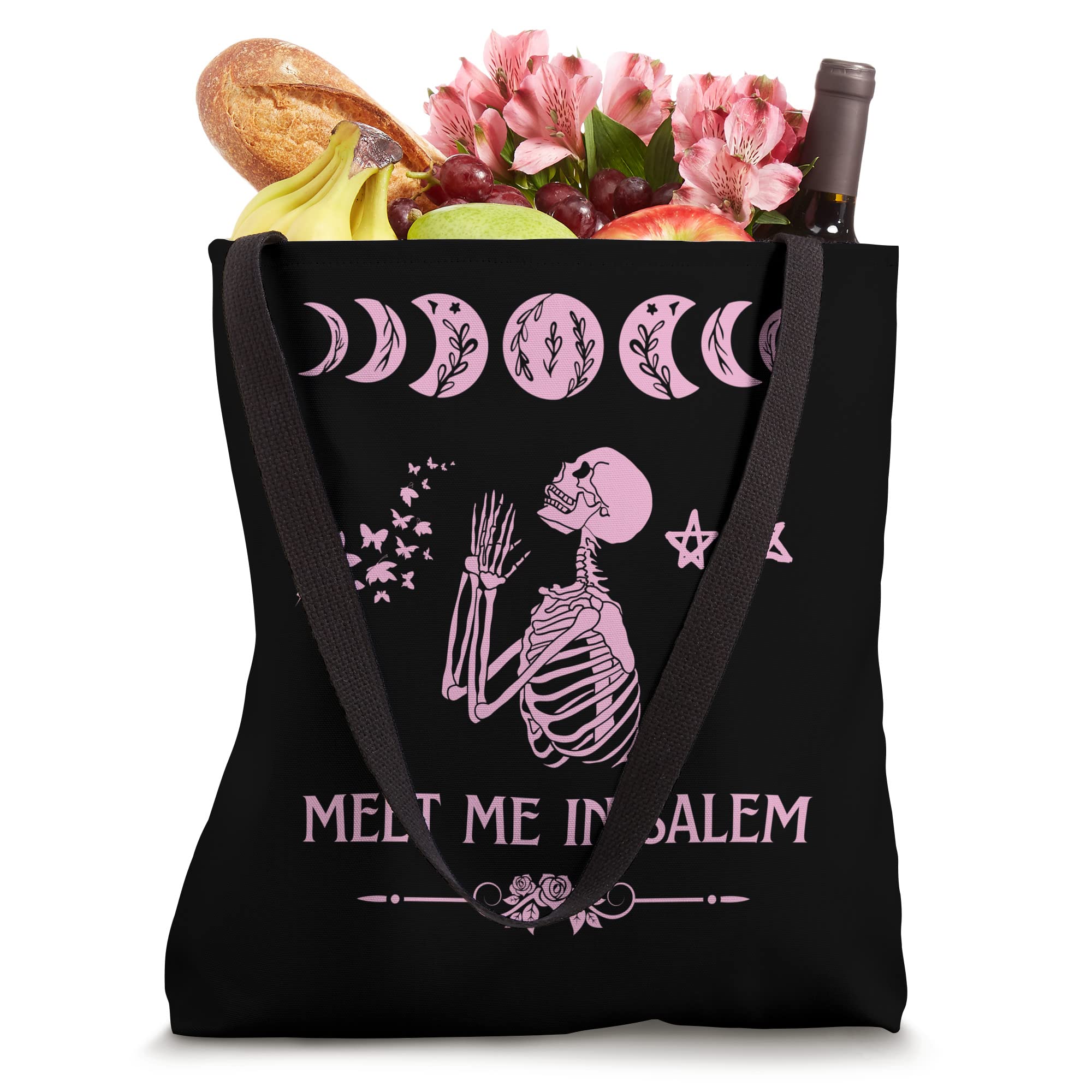 Meet Me In Salem Cute Pink Witchy Witchcraft Halloween Pagan Tote Bag