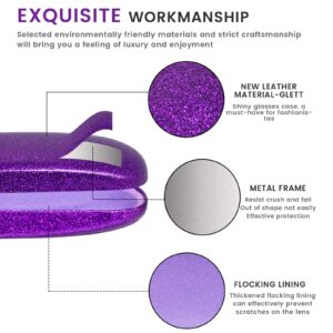 molshine Bling Hard Shell Glasses Case,Portable Sparkling Shiny Eyeglass Case for Men Women Girl Travel Study Work (Purple)