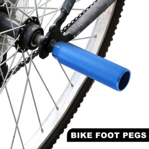 X AUTOHAUX Pair Aluminum Alloy Rear Foot Pegs Footrests Universal Blue for BMX MTB Bike Bicycle Fit 3/8 Inch Axles