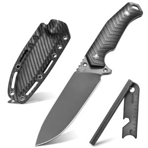 LOTHAR BAT Survival Knife with Fire Starter, Full Tang D2 Steel Fixed Blade Knife with G10 Handle, Tactical Hunting Knives with Kydex Sheath, Camping Knife, Bushcraft Knife, Gifts For Men