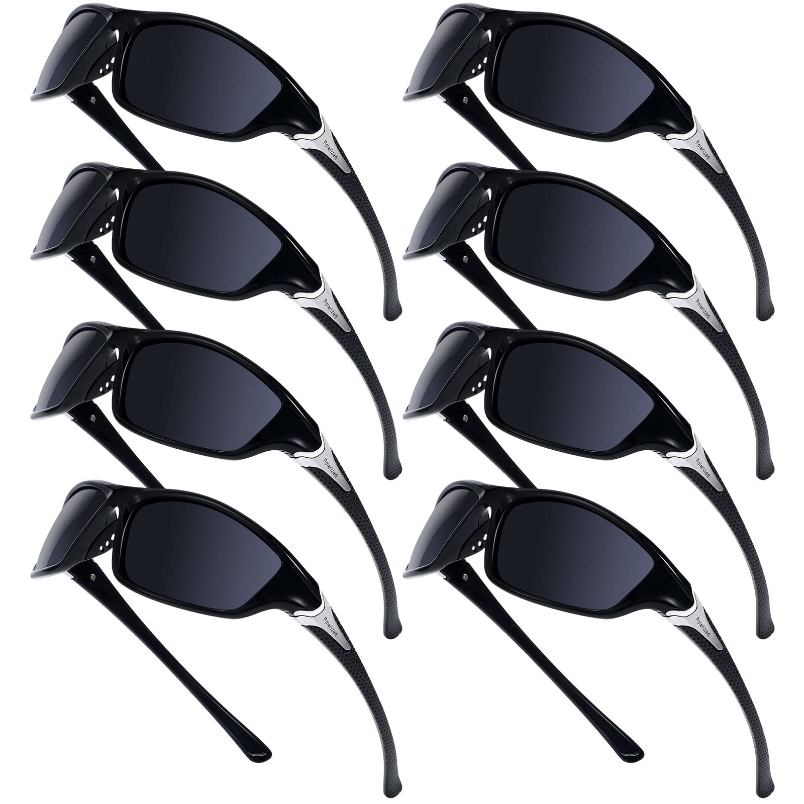 Cindeer 8 Pairs Polarized Sunglasses for Men and Women Sun Glasses with UV Protection Sport Sunglasses for Outdoor Activities (Black)