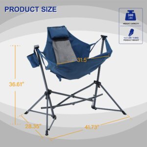 LET'S CAMP Hammock Chair Portable Camping Chair Oversized Folding Rocking Chair with Headrest and Cup Holder for Travel, Picnic, Patio, Fishing, Supports 300lbs