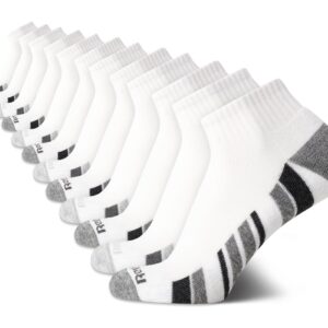 Reebok Men's Quarter Socks - 12 Pack Soft Performance Quarter Socks for Men - Breathable Men's Athletic Socks (Size 6-12.5), Size 6-12.5, White