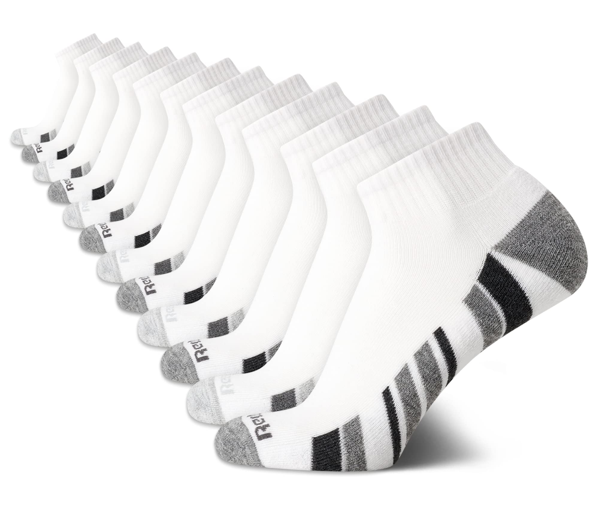 Reebok Men's Quarter Socks - 12 Pack Soft Performance Quarter Socks for Men - Breathable Men's Athletic Socks (Size 6-12.5), Size 6-12.5, White