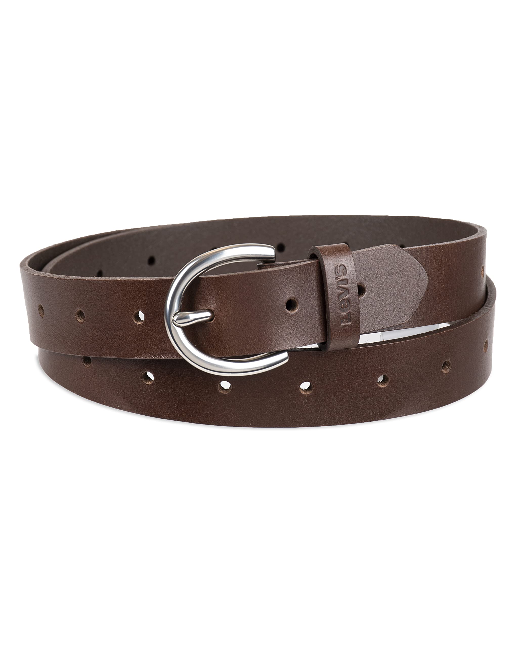 Levi's Women's Fully Adjustable Perforated Slim Belt, Brown, Large