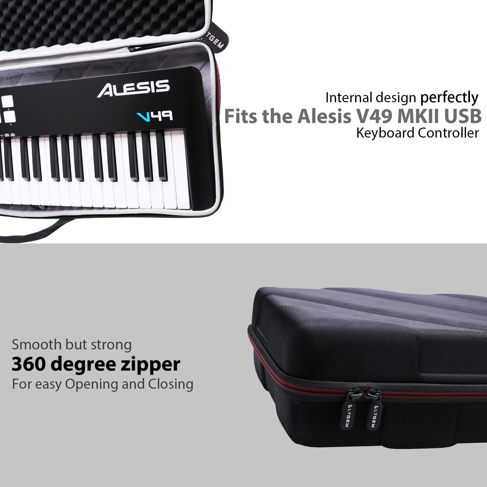 LTGEM Controller Case for Alesis V49 MKII USB MIDI Keyboard Controller, Hard Storage Travel Protective Carrying Bag