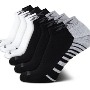 Reebok Men's Quarter Socks - 6 Pack Cushion Quarter Cut Ankle Socks for Men - Breathable Men's Athletic Socks (Size 6-12.5), Size 6-12.5, WhiteBlack