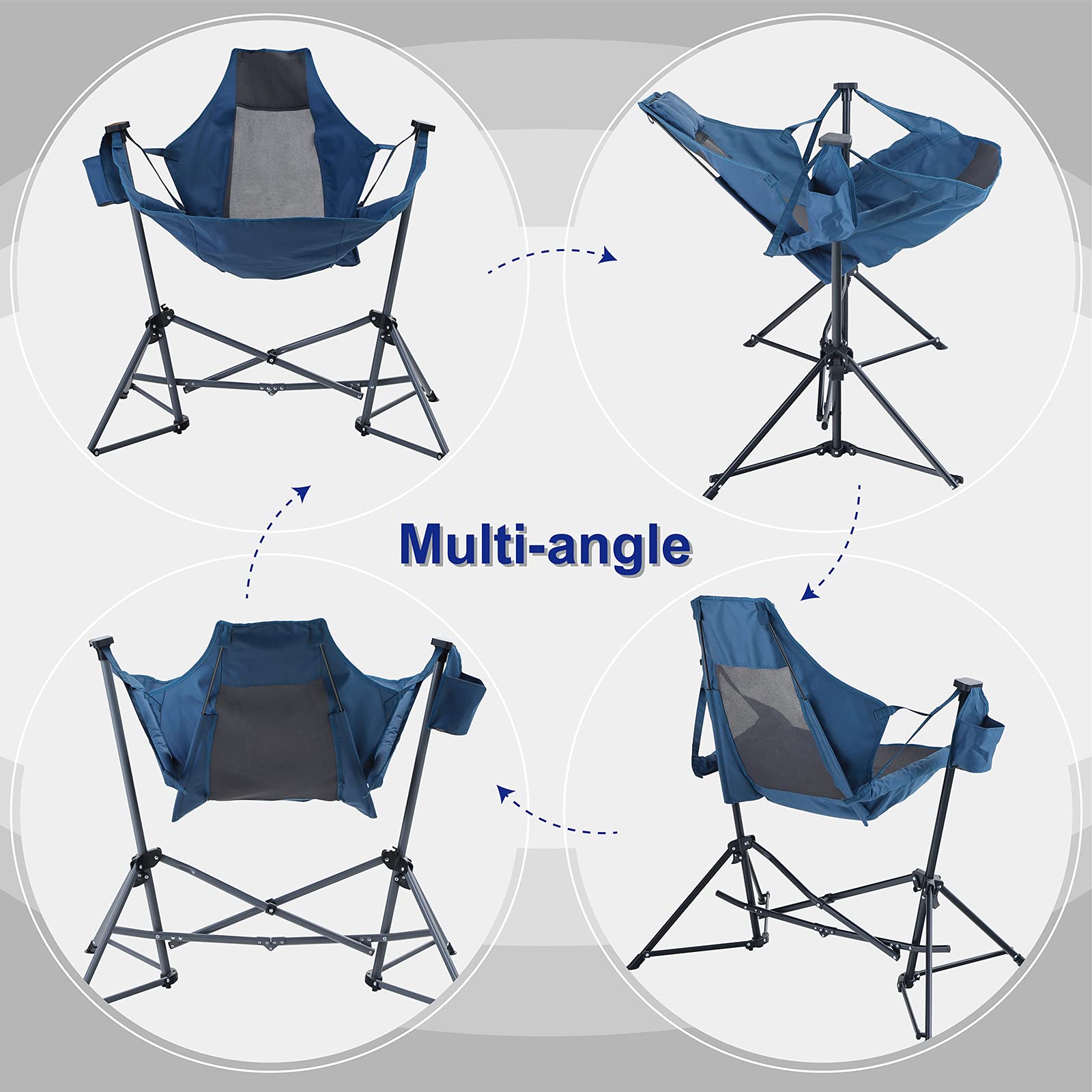 LET'S CAMP Hammock Chair Portable Camping Chair Oversized Folding Rocking Chair with Headrest and Cup Holder for Travel, Picnic, Patio, Fishing, Supports 300lbs