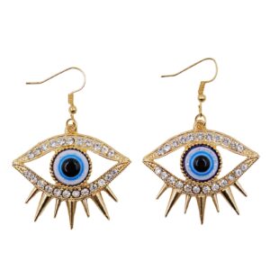 unique personality evil eye earrings fashion abstract eye crystal rhinestone fringe funny women's drop earrings exaggerated jewelry (style 1)