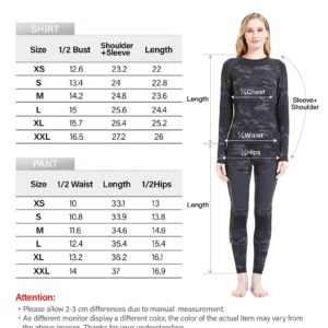 NOOYME Thermal Underwear for Women Base Layer Women Cold Weather,Long Johns for Women Black-camouflage