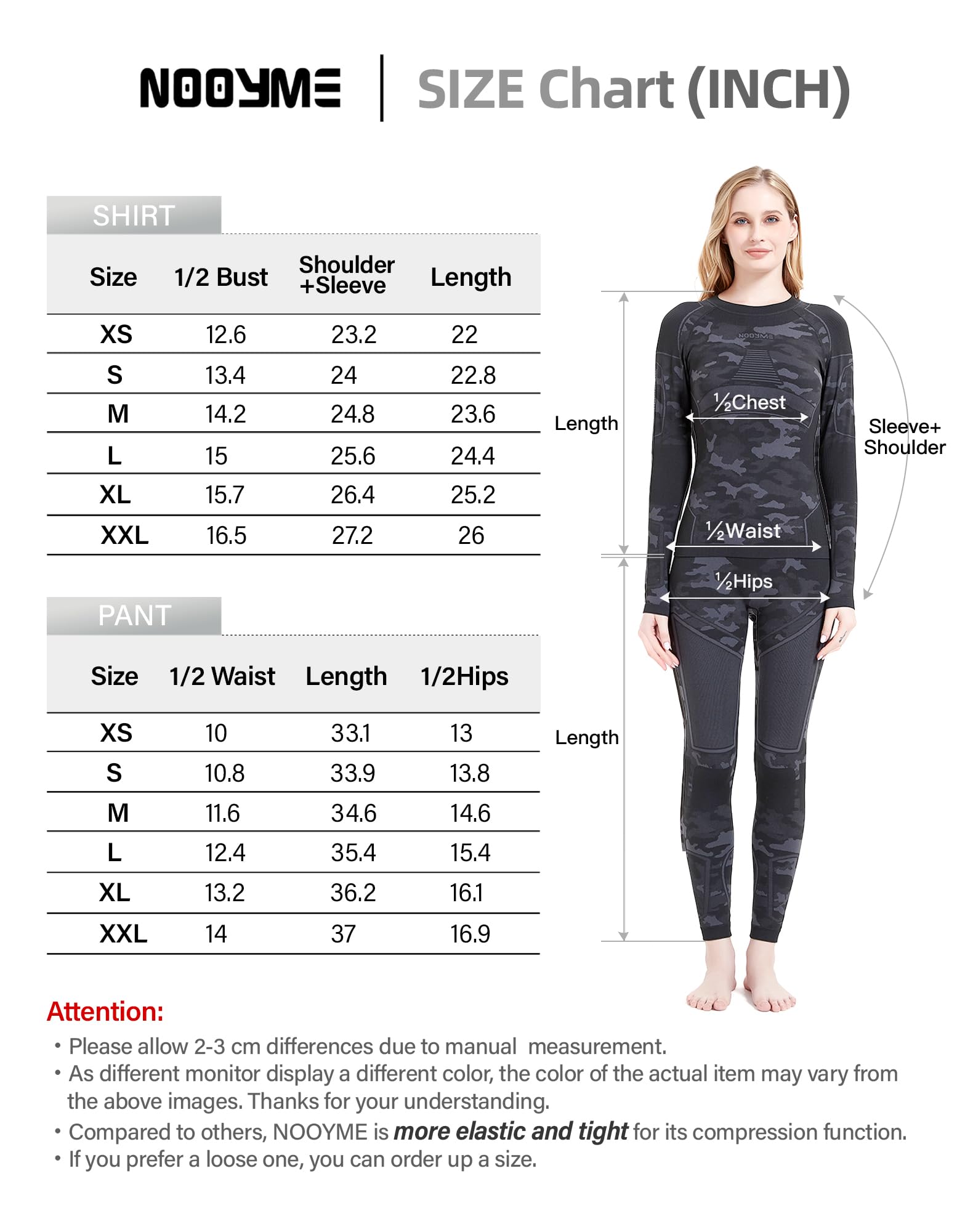 NOOYME Thermal Underwear for Women Base Layer Women Cold Weather,Long Johns for Women Black-camouflage