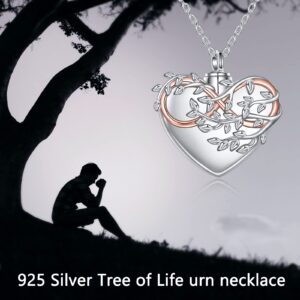 YFN Infinity Urn Necklace for Ashes Sterling Silver Heart Cremation Pendant Tree Leaf Keepsake Jewelry for Women Men Memorial Gifts for Couple