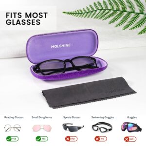 molshine Bling Hard Shell Glasses Case,Portable Sparkling Shiny Eyeglass Case for Men Women Girl Travel Study Work (Purple)