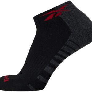 Reebok Men's Quarter Socks - 12 Pack Performance Cushion Comfort Socks - Breathable Athletic Ankle Socks for Men (6-12.5), Size 6-12.5, Red/Black