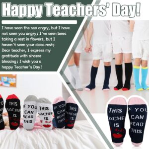 12 Pcs Teacher Appreciation Gifts Set, 4 Teacher Off Duty Socks, 4 Travel Cosmetic Pouch Makeup Bags, 4 Teacher Bracelet Expandable Bangle Funny Teacher Gifts Graduation Holiday Favors