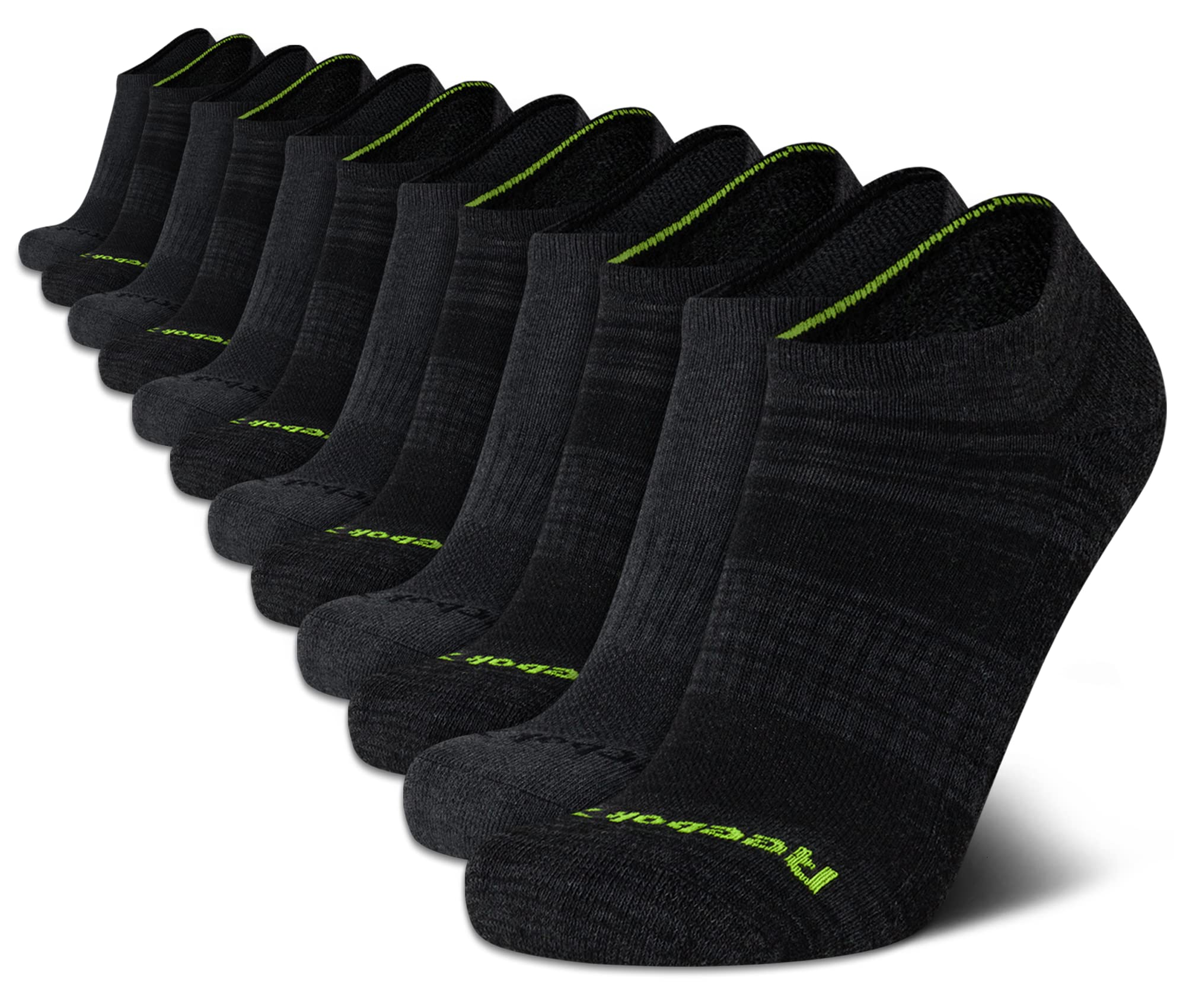 Reebok Men's Low Cut Socks - 12 Pack Performance Cushion Comfort No Show Socks - Breathable Athletic Socks for Men (6-12.5), Size 6-12.5, Black/Grey Logo