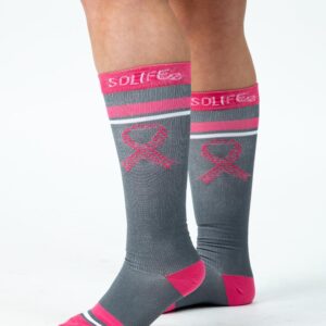 Graduated Compression Socks (15-20 mmhg) (L/XL, Pink Survivor) BREAST CANCER