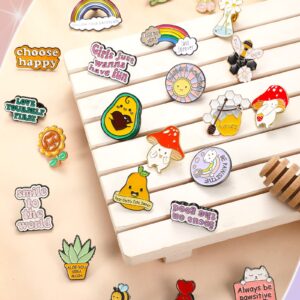 23 Pcs Positive Pins Inspirational Lapel Pin Cartoon Cute Pins Motivational Pins for Backpacks Aesthetic Brooch Pin Badges for Women Girl Jeans Jackets Hats Decor (Vivid Style)