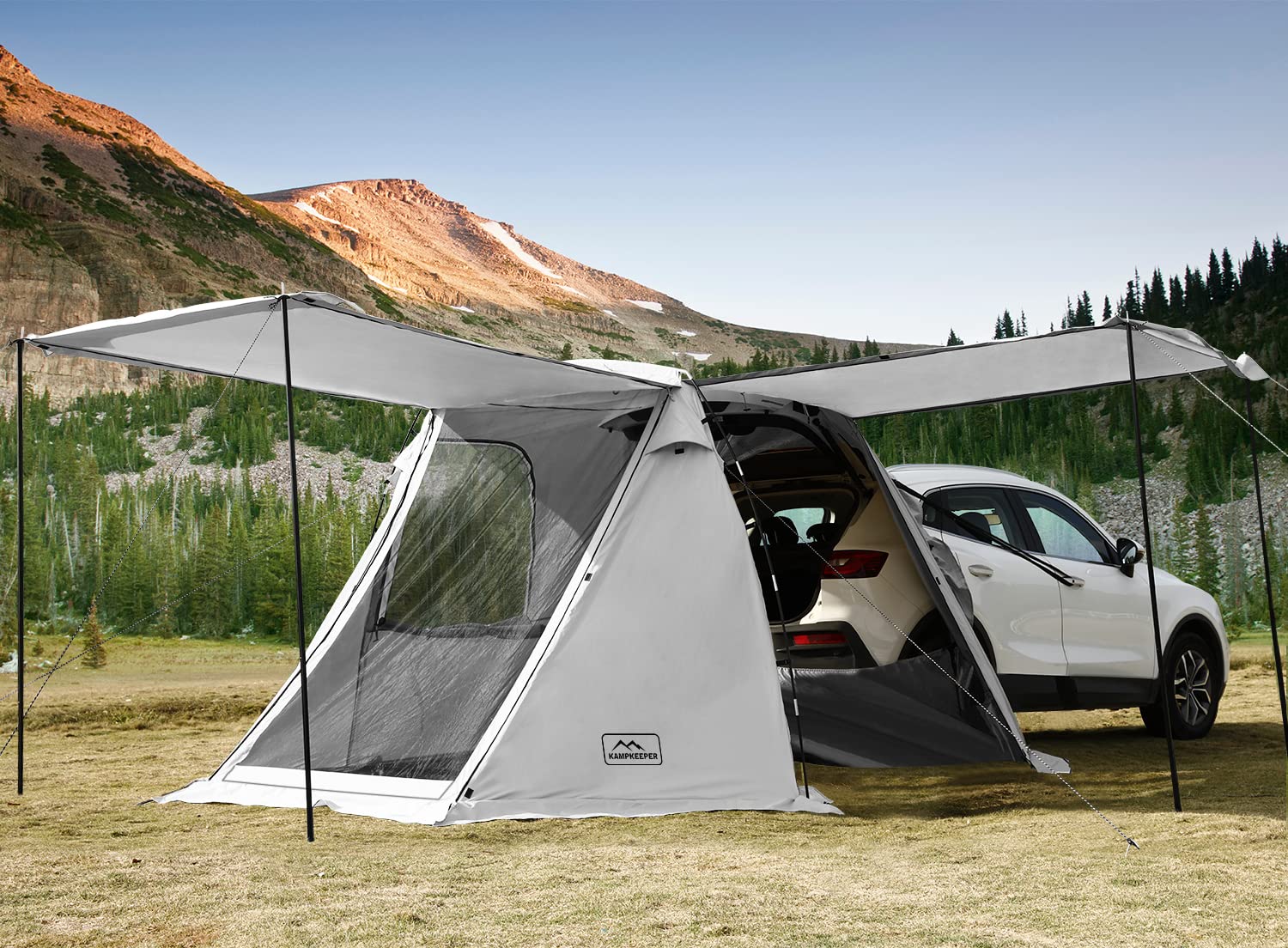 KAMPKEEPER SUV Car Tent, Tailgate Shade Awning Tent for Camping, Vehicle Camping Tents Outdoor Travel (Gray)