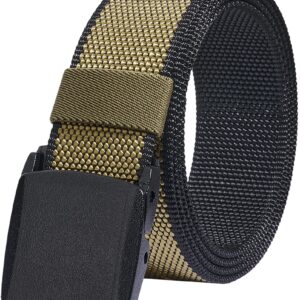 LionVII Casual Belt Men - Reversible Web Field Belts for men,Fabric Waist Strap wtih YKK Plastic Buckle for Work Adjustable [53" L x 1.5" W](Black and Brown)