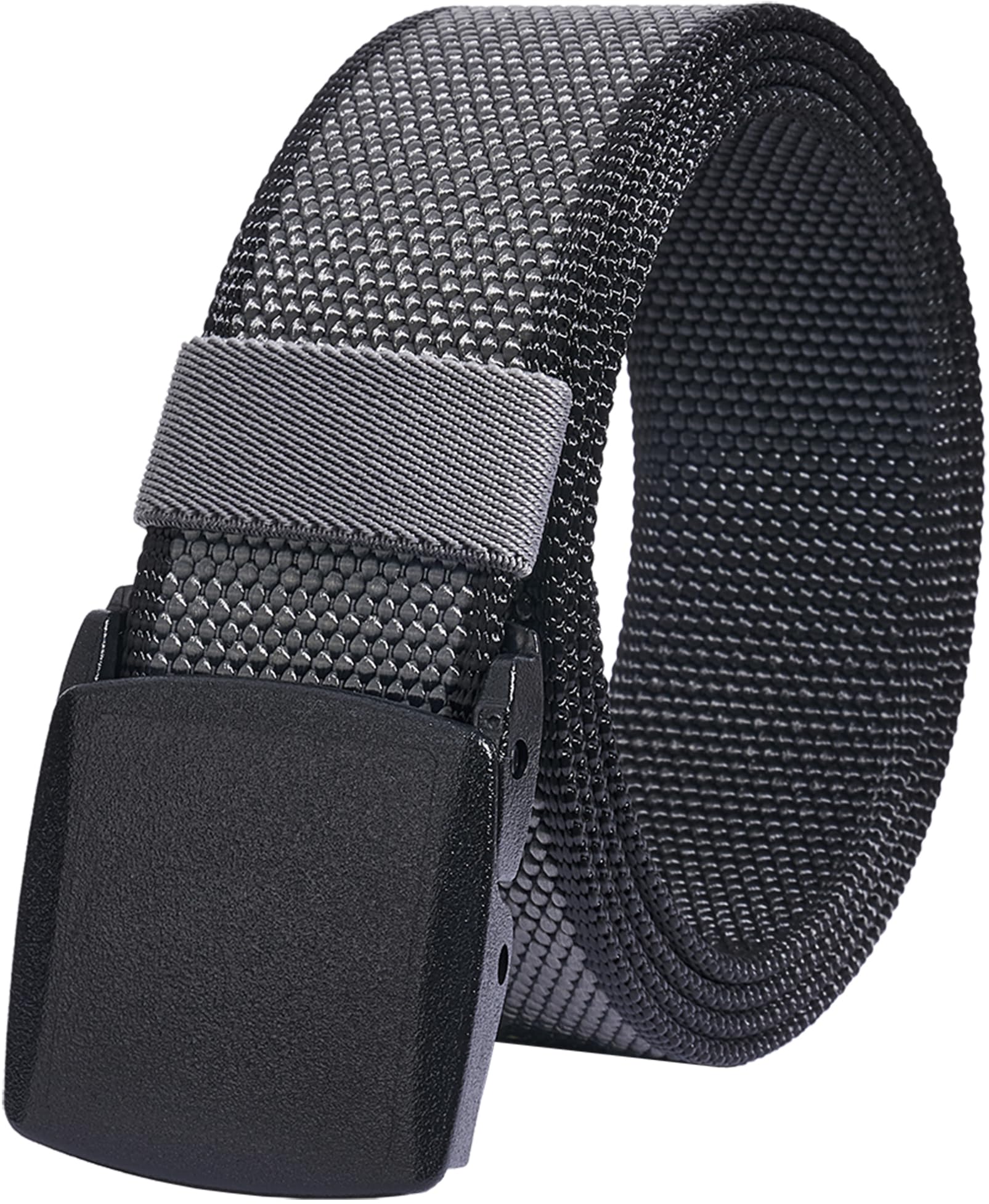 LionVII Belts for Men, 2 Colors in 1 Canvas Belt with YKK Plastic Buckle, Reversible Web Belt Breathable Fabric for Work Adjustable[53" L x 1.5" W](Black and Grey)