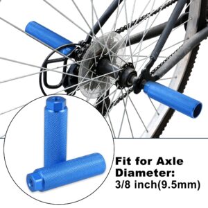 X AUTOHAUX Pair Aluminum Alloy Rear Foot Pegs Footrests Universal Blue for BMX MTB Bike Bicycle Fit 3/8 Inch Axles