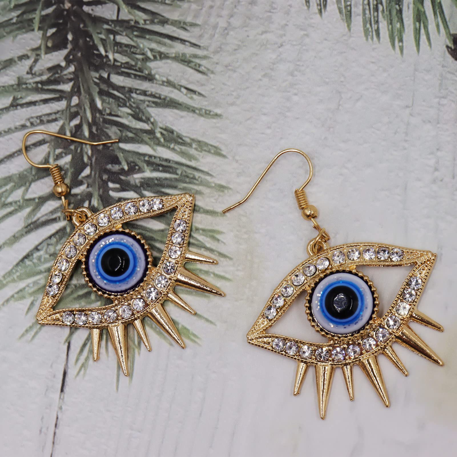 Unique Personality Evil Eye Earrings Fashion Abstract Eye Crystal Rhinestone Fringe Funny Women's Drop Earrings Exaggerated Jewelry (style 1)