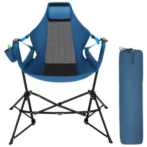 LET'S CAMP Hammock Chair Portable Camping Chair Oversized Folding Rocking Chair with Headrest and Cup Holder for Travel, Picnic, Patio, Fishing, Supports 300lbs