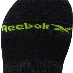 Reebok Men's Low Cut Socks - 12 Pack Performance Cushion Comfort No Show Socks - Breathable Athletic Socks for Men (6-12.5), Size 6-12.5, Black/Grey Logo