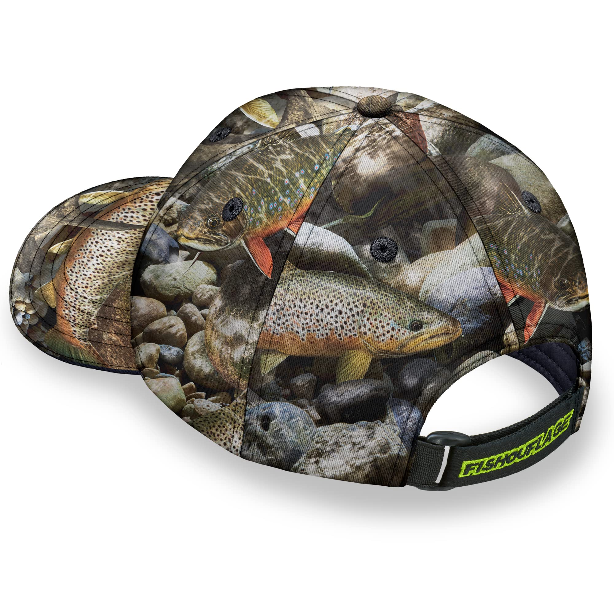 Fishouflage Trout American Flag Fishing Cap - Fishing & Freedom Camo Men's Baseball Hat