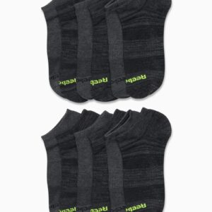 Reebok Men's Low Cut Socks - 12 Pack Performance Cushion Comfort No Show Socks - Breathable Athletic Socks for Men (6-12.5), Size 6-12.5, Black/Grey Logo