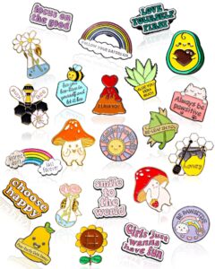 23 pcs positive pins inspirational lapel pin cartoon cute pins motivational pins for backpacks aesthetic brooch pin badges for women girl jeans jackets hats decor (vivid style)