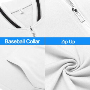 COOFANDY Sweatsuit For Men Long Sleeve Casual Athletic Tracksuits Zipper Exercise Jacket and Pants Sets White